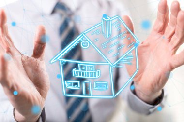 Arka plandaki bir adamın elleri arasındaki mülkiyet kavramı