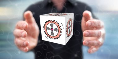 Arka plandaki bir adamın elleri arasındaki iş süreci kavramı