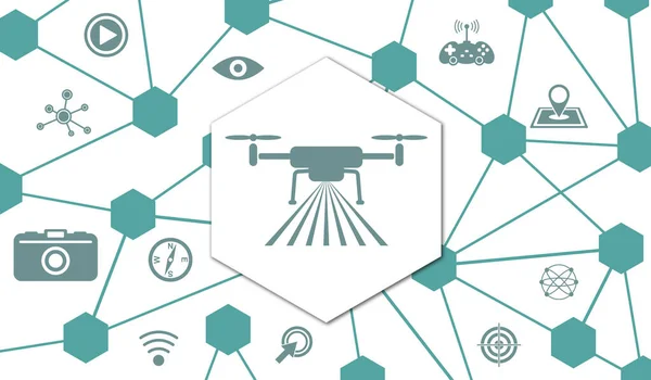 stock image Concept of drone with connected icons