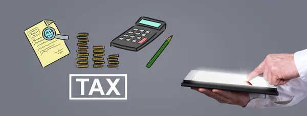 Fingerzeig Auf Digitales Tablet Mit Steuerkonzept Hintergrund — Stockfoto