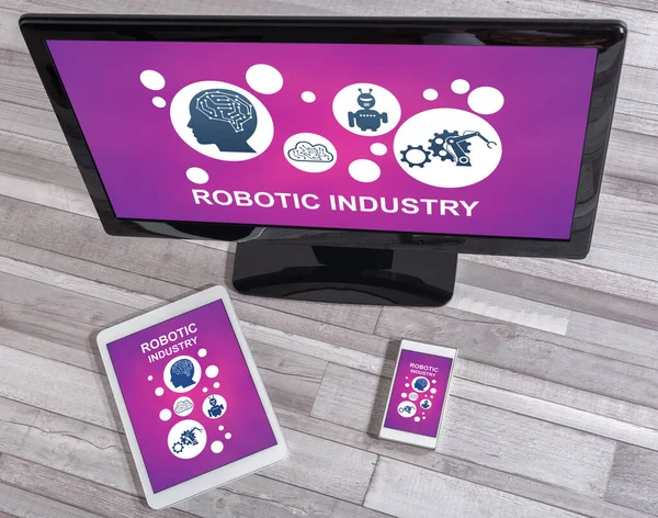 Robotic industry concept shown on different information technology devices