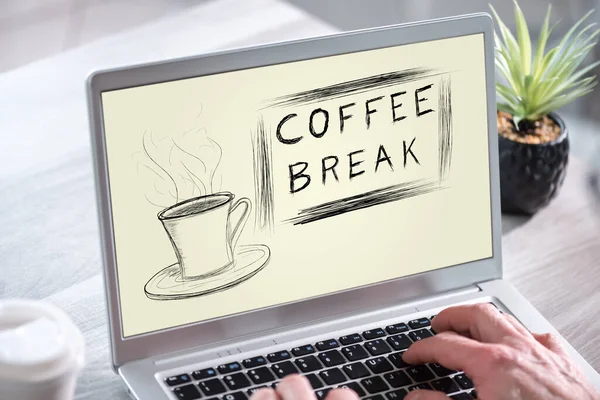 Laptop screen displaying a coffee break concept