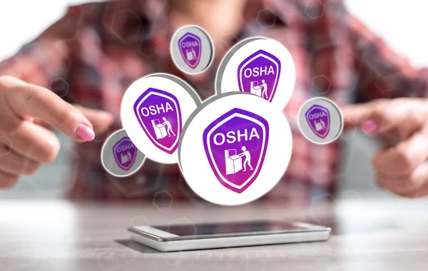 Smartphone Osha Concept Hands Woman Background — Stock Photo, Image