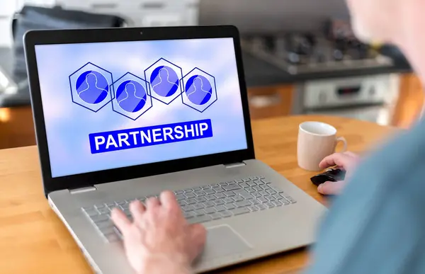 Man Using Laptop Partnership Concept Screen — Stock Photo, Image