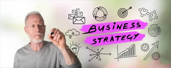 Koncepcja Strategii Biznesowej Narysowana Przez Człowieka — Zdjęcie stockowe