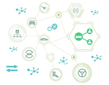 Bağlı simgelerle araba paylaşımı kavramı