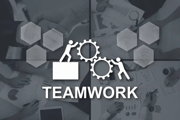 背景の写真によって示されたチームワークの概念 — ストック写真