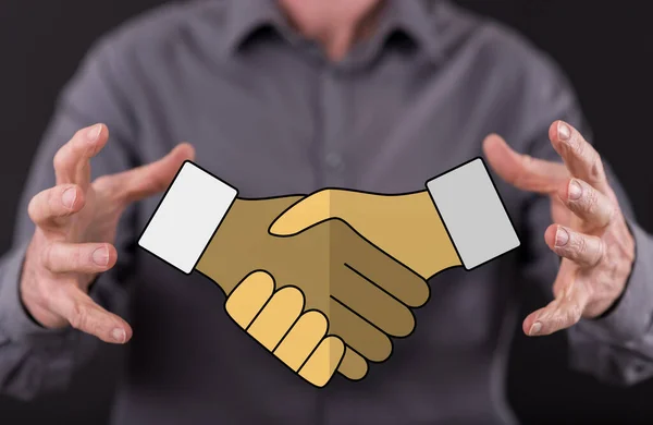 Conceptul Parteneriat Între Mâinile Unui Fundal — Fotografie, imagine de stoc