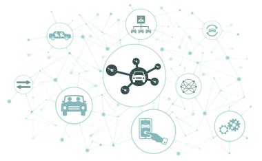 Bağlı simgelerle araba paylaşımı kavramı