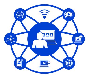 Bağlı simgelerle video konferansı kavramı