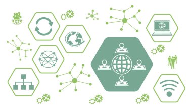 Altıgen simgelerle küreselleşme kavramı