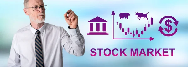 Koncepcja Rynku Akcji Sporządzona Przez Przedsiębiorcę — Zdjęcie stockowe