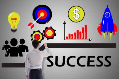 Bir iş adamı tarafından çizilen başarı kavramı