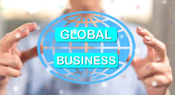 Global Business Concept Hands Woman Background — Stock Photo, Image