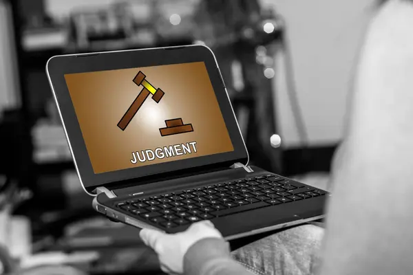 Tablet Screen Displaying Judgment Concept — Stock Photo, Image