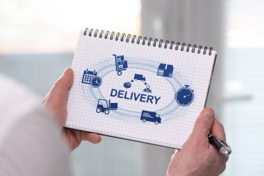 Teslimat konsepti olan bir not defteri.