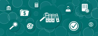 Çemberler üzerindeki simgelerle mali denetim kavramı