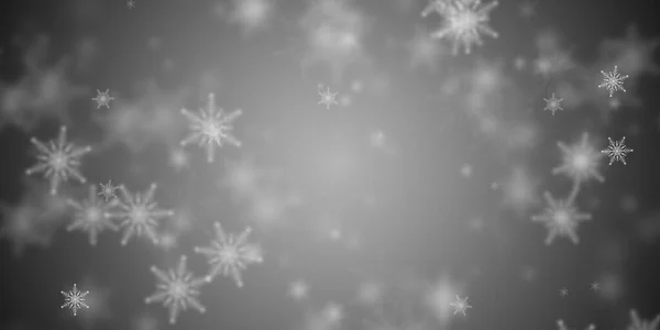 Flygande Snöflingor Över Silver Bakgrund — Stockfoto