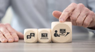 İş arama kavramına sahip tahta bloklar