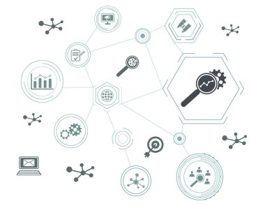 Bağlı simgelerle piyasa araştırması kavramı