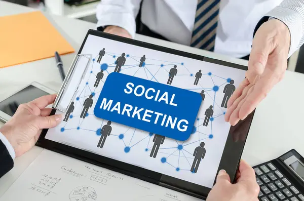Concetto Marketing Sociale Mostrato Uomo Affari — Foto Stock