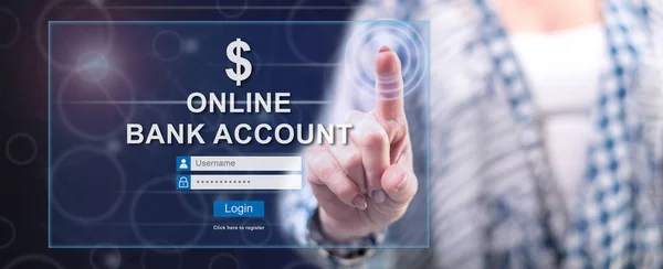 Γυναίκα Αγγίζοντας Μια Ιστοσελίδα Online Τραπεζικού Λογαριασμού Μια Οθόνη Αφής — Φωτογραφία Αρχείου