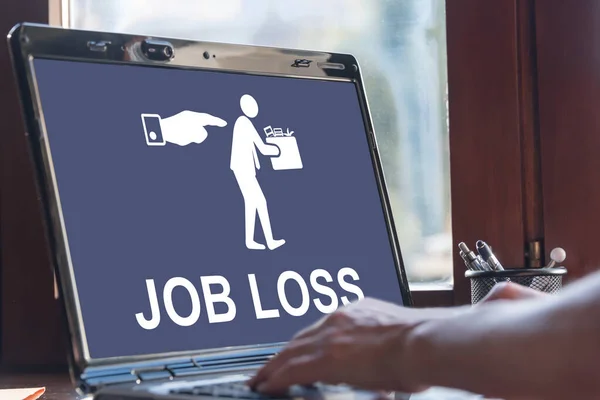 Laptop screen displaying a job loss concept