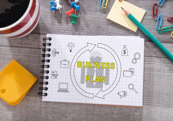 Businessplan Konzept Auf Einem Notizblock Auf Dem Schreibtisch — Stockfoto