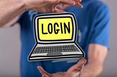 Arka plandaki bir adamın elleri arasındaki giriş kavramı