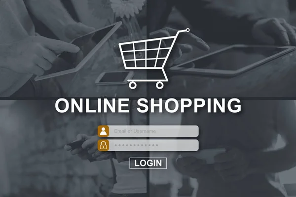 Concetto Shopping Online Illustrato Immagini Sullo Sfondo — Foto Stock