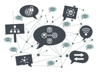 Konuşma balonlarında simge olan vpn kavramı