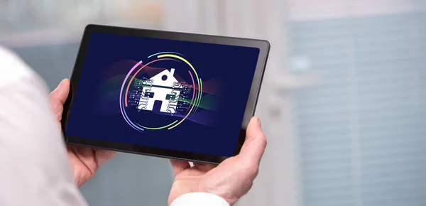 Tablet Screen Displaying Smart Home Concept — Stock Photo, Image