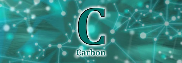 stock image C symbol. Carbon chemical element on green network background