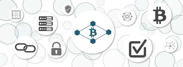 Concetto Tecnologia Blockchain Con Icone Sui Cerchi — Foto Stock