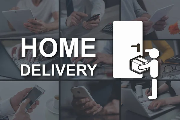 Home Delivery Concept Geïllustreerd Door Foto Achtergrond — Stockfoto