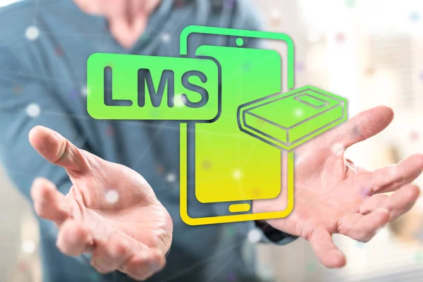 Lms Concept Hands Man Background — 스톡 사진