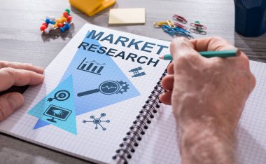 Not defterine el çizimi pazar araştırması konsepti