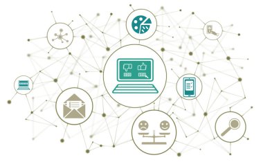 Bağlı simgelerle çevrimiçi anket kavramı