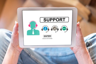 Tablet ekranı bir destek kavramını gösterir