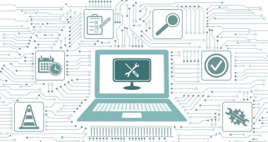 Devreye eklenmiş simgelerle sistem bakımı kavramı