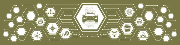 Концепція Розумного Автомобіля Підключеними Піктограмами — стокове фото