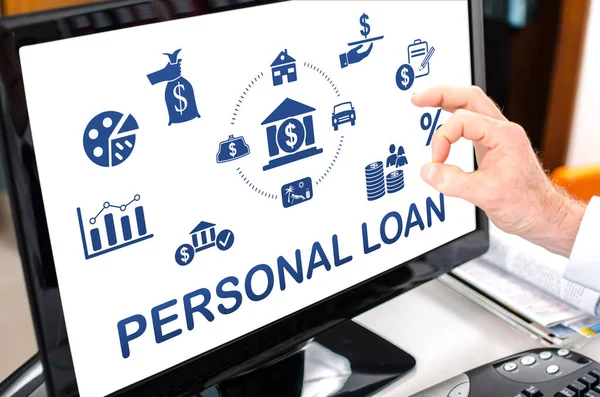 Personal loan concept shown on a computer screen
