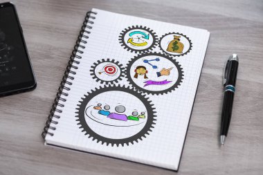 Not defterine iş stratejisi konsepti çizildi