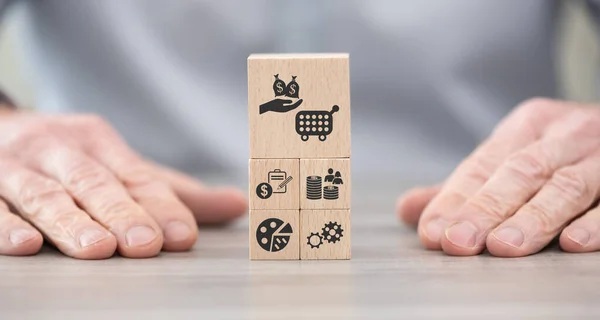 Wooden blocks with symbol of personal loan concept