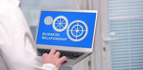 Laptop screen displaying a business relationship concept
