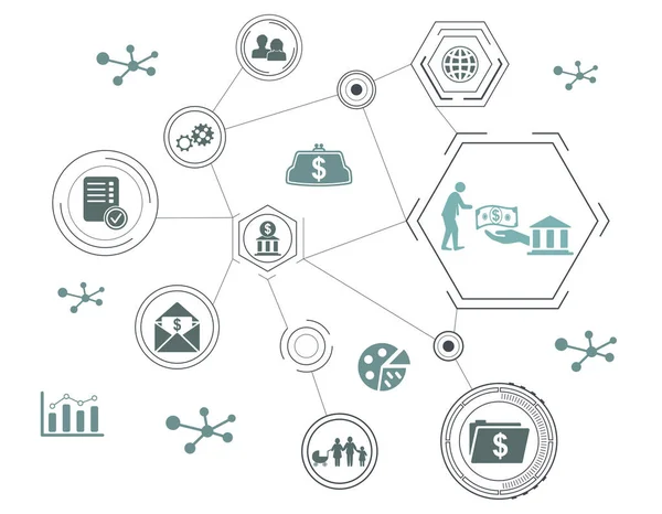 Concept of government aid with connected icons