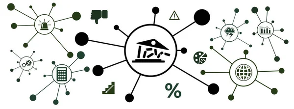 Concept of economic collapse with connected icons