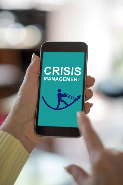 Smartphone screen displaying a crisis management concept