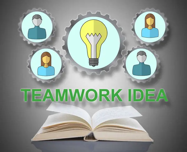 Teamwork idea concept above an open book