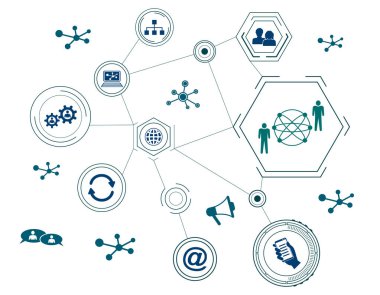 Bağlı simgelerle sosyal ağ kavramı